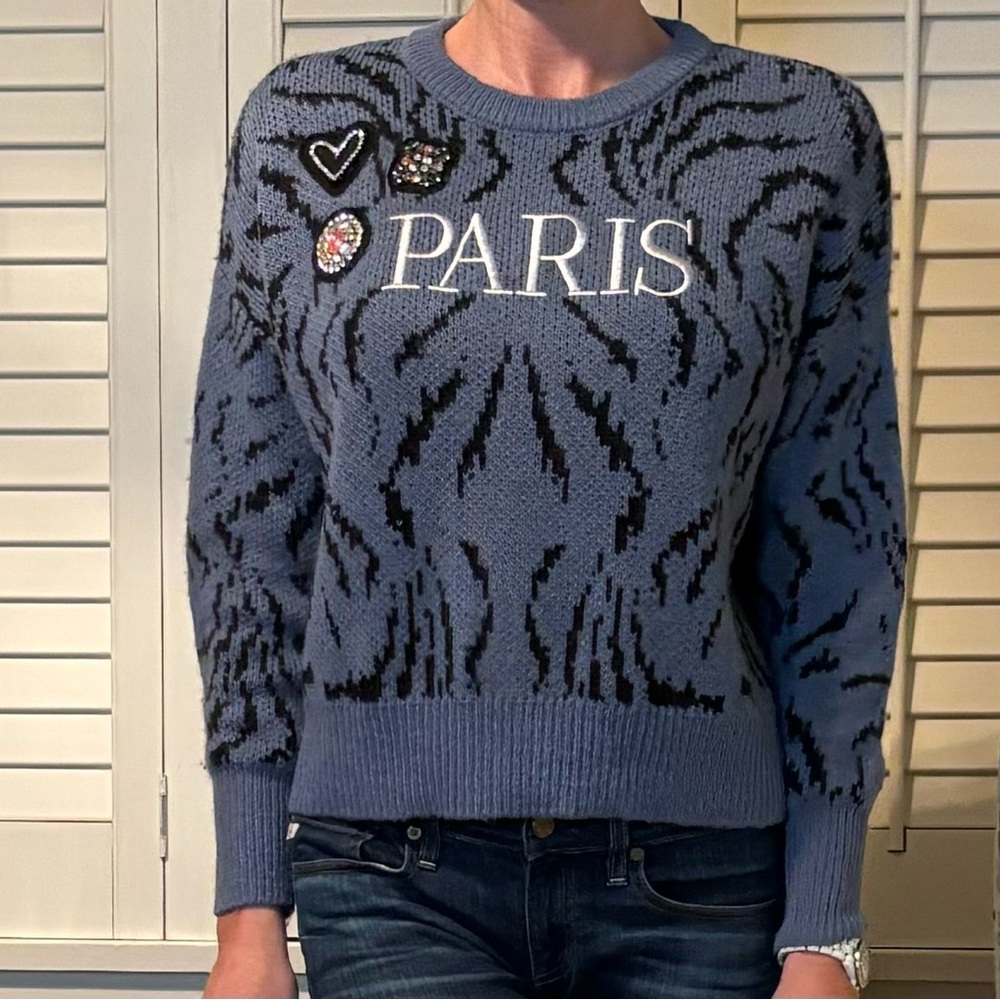 Cinq à Sept Blue and Black Sweater - Picture 4 of 11